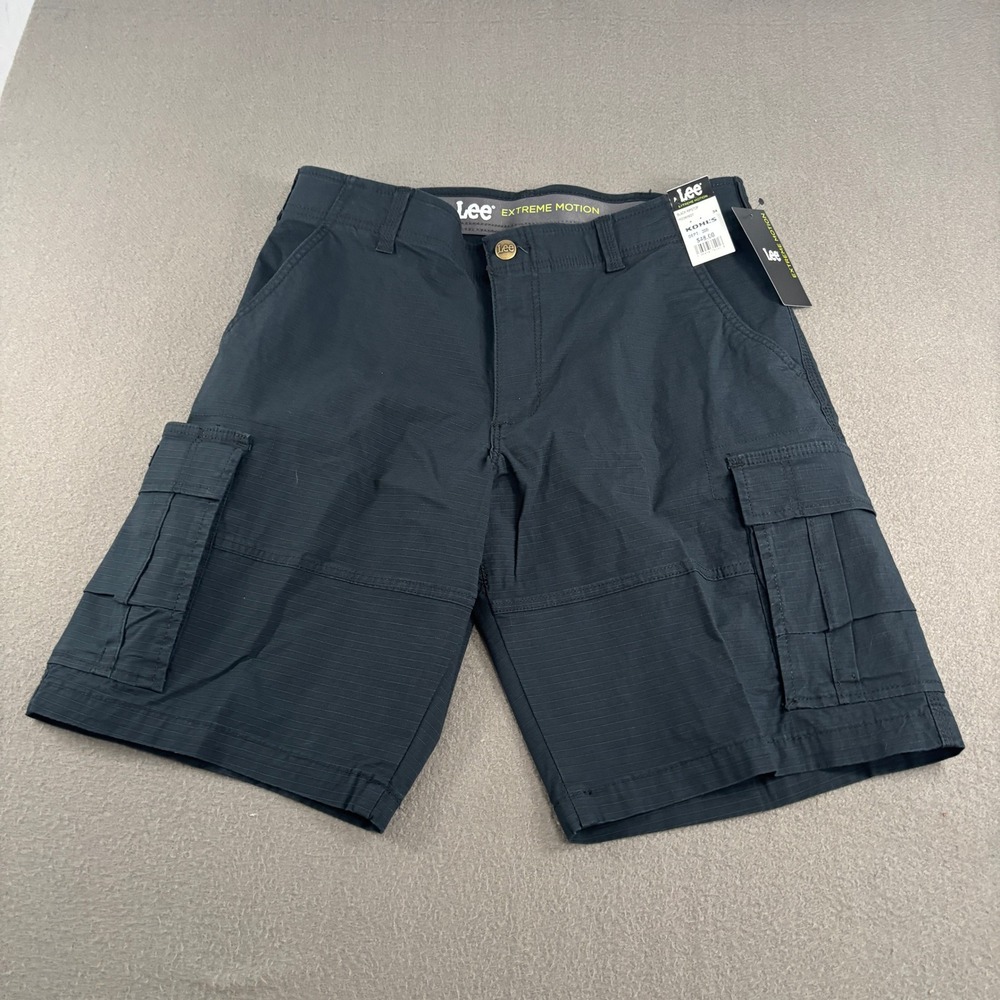 Lee Extreme Motion Cargo Shorts Mens Size 34 Black Ripstop 112361927